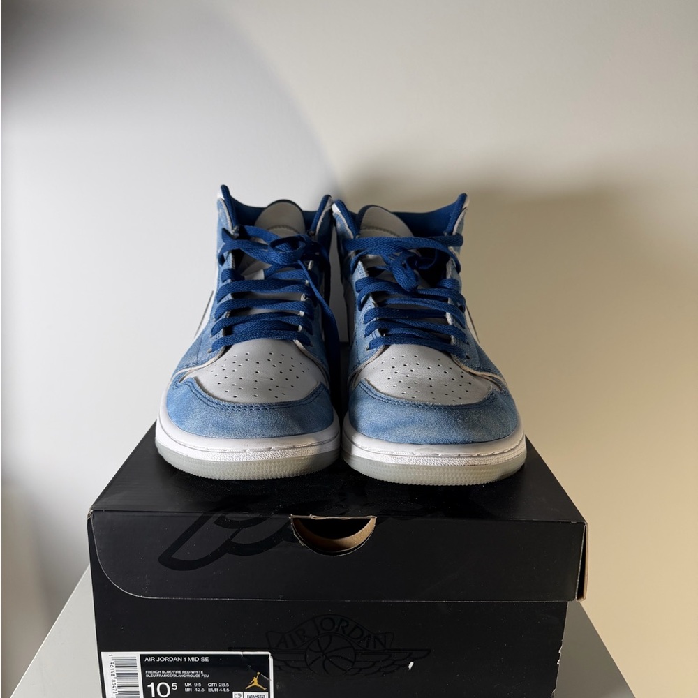 Jordan 1 Mid French Blue Fire Red - Picture 4 of 13